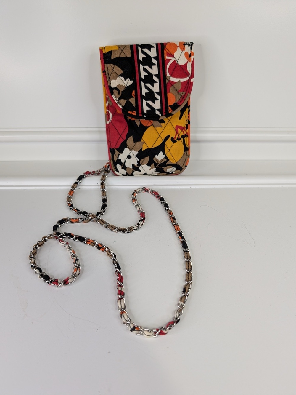 Quilted Floral Vera Bradley Crossbody Phone Bag in Red, Yellow & Black
